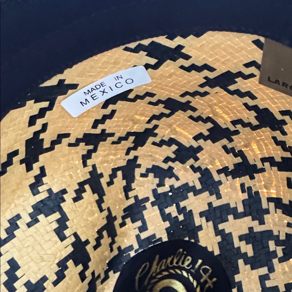Charlie Horse Stylish Black and Tan Women's Straw Hat NEW ✨ Size: L - Picture 6 of 6
